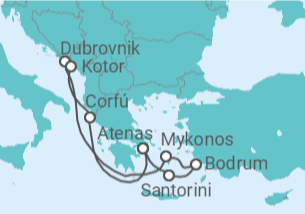 Itinerario del Crucero Noches estrelladas en Grecia y Croacia - Virgin Voyages