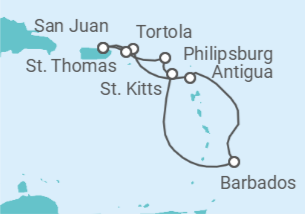 Itinerario del Crucero Islas Vírgenes - Reino Unido, Antigua Y Barbuda, Barbados, Saint Maarten, Islas Vírgenes - Eeuu - Norwegian Cruise Line