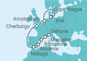 Itinerario del Crucero Dinamarca, Holanda, Francia, España - MSC Cruceros