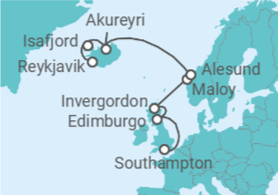Itinerario del Crucero Reino Unido, Noruega, Islandia - Norwegian Cruise Line
