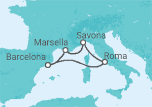 Itinerario del Crucero Italia, Francia - Costa Cruceros