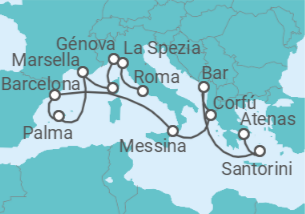 Itinerario del Crucero desde Atenas (Grecia) a Civitavecchia (Roma) - Princess Cruises
