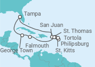 Itinerario del Crucero Puerto Rico, Islas Vírgenes - Reino Unido, Saint Maarten, Islas Vírgenes - Eeuu, Jamaica, Islas C... - Norwegian Cruise Line