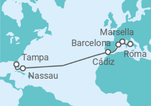 Itinerario del Crucero Francia, España, Bahamas - Norwegian Cruise Line