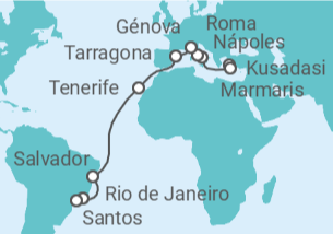 Itinerario del Crucero Turquía, Italia, España, Brasil - MSC Cruceros