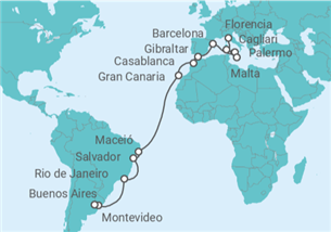 Itinerario del Crucero desde Livorno (Florencia/Pisa) a Buenos Aires (Argentina) - MSC Cruceros