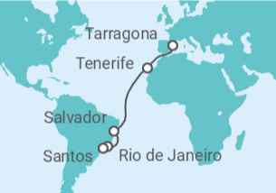 Itinerario del Crucero España, Brasil - MSC Cruceros