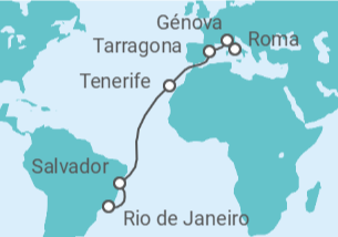 Itinerario del Crucero Italia, España, Brasil - MSC Cruceros