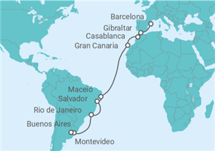 Itinerario del Crucero Gibraltar, Marruecos, España, Brasil, Uruguay - MSC Cruceros