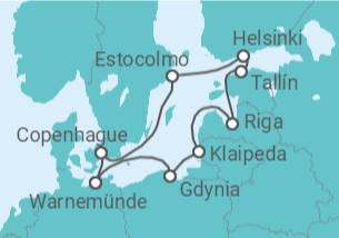Itinerario del Crucero Polonia, Lituania, Letonia, Estonia, Finlandia, Suecia, Dinamarca - MSC Cruceros