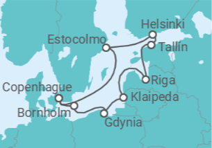 Itinerario del Crucero Dinamarca, Polonia, Lituania, Letonia, Estonia, Finlandia, Suecia - Silversea