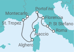 Itinerario del Crucero Francia, Italia - Silversea