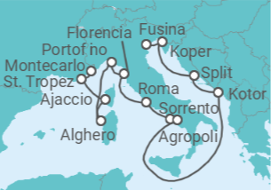 Itinerario del Crucero desde Monte Carlo (Mónaco) a Fusina (Italia) - Silversea