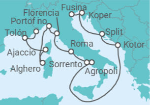 Itinerario del Crucero desde Fusina (Italia) a Monte Carlo (Mónaco) - Silversea