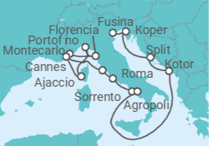 Itinerario del Crucero desde Monte Carlo (Mónaco) a Fusina (Italia) - Silversea