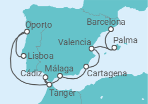 Itinerario del Crucero Portugal, Marruecos, España - Silversea