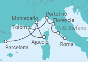 Itinerario del Crucero Italia, Francia, Mónaco - Silversea