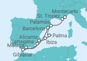 Itinerario del Crucero Gibraltar, España, Francia - Silversea