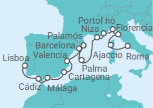 Itinerario del Crucero desde Civitavecchia (Roma) a Lisboa - Silversea