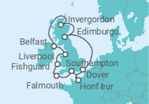 Itinerario del Crucero Reino Unido, Francia - Silversea