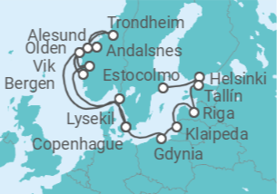 Itinerario del Crucero desde Estocolmo (Suecia) a Copenhague (Dinamarca) - Silversea
