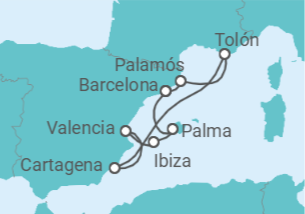 Itinerario del Crucero España, Francia - Silversea