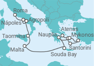Itinerario del Crucero desde Civitavecchia (Roma) a Atenas (Grecia) - Silversea