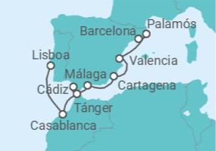 Itinerario del Crucero desde Barcelona (España) a Lisboa - Silversea