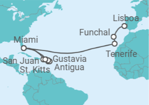 Itinerario del Crucero desde Miami (Florida) a Lisboa - Silversea