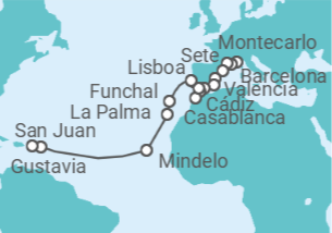 Itinerario del Crucero desde Monte Carlo (Mónaco) a San Juan (Puerto Rico)  - Silversea