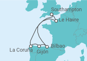 Itinerario del Crucero España, Francia - Cunard