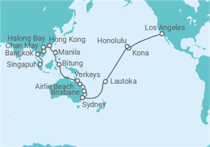Itinerario del Crucero Vuelta al mundo - Cunard