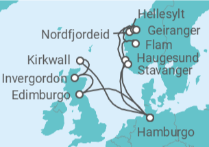 Itinerario del Crucero Noruega, Alemania, Reino Unido - Costa Cruceros
