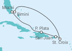 Itinerario del Crucero Caribe Oriental y Bimini Beach Club  - Virgin Voyages