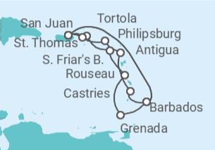 Itinerario del Crucero Islas Vírgenes - Eeuu, Saint Maarten, Antigua Y Barbuda, Santa Lucía, Barbados, Puerto Rico, Isla... - Princess Cruises