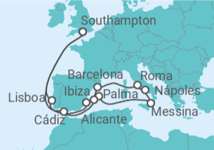 Itinerario del Crucero Portugal, España, Italia - Cunard