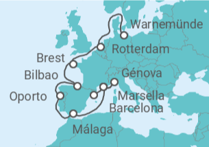Itinerario del Crucero Holanda, Francia, España, Portugal, Italia - MSC Cruceros