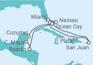 Itinerario del Crucero Honduras, México, Bahamas, USA, Puerto Rico - MSC Cruceros
