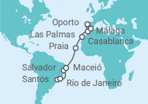 Itinerario del Crucero Brasil, Cabo Verde, España, Marruecos - Costa Cruceros