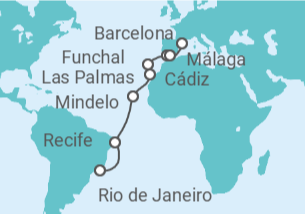 Itinerario del Crucero Brasil, Cabo Verde, España, Portugal - Costa Cruceros