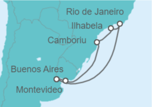 Itinerario del Crucero Brasil, Argentina - Costa Cruceros