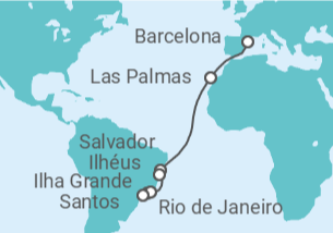 Itinerario del Crucero España, Brasil - MSC Cruceros