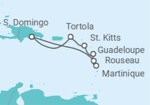 Itinerario del Crucero Martinica, Guadalupe, San Cristóbal Y Nieves, Islas Vírgenes - Reino Unido - Costa Cruceros