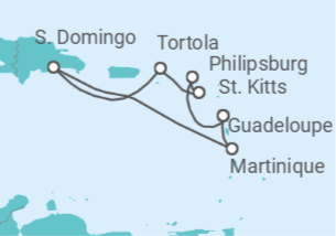 Itinerario del Crucero Martinica, Guadalupe, Saint Maarten, San Cristóbal Y Nieves, Islas Vírgenes - Reino Unido - Costa Cruceros