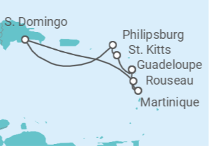 Itinerario del Crucero Guadalupe, San Cristóbal Y Nieves, Saint Maarten, República Dominicana - Costa Cruceros