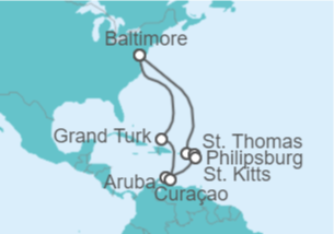 Itinerario del Crucero Islas Vírgenes - Eeuu, Saint Maarten, San Cristóbal Y Nieves, Aruba, Curaçao, Bahamas - Carnival
