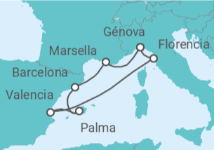 Itinerario del Crucero Italia, España - MSC Cruceros