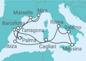 Itinerario del Crucero España, Francia, Italia - Cunard