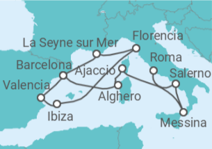 Itinerario del Crucero desde Barcelona (España) a Civitavecchia (Roma) - Cunard