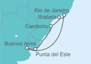 Itinerario del Crucero Brasil, Uruguay - MSC Cruceros